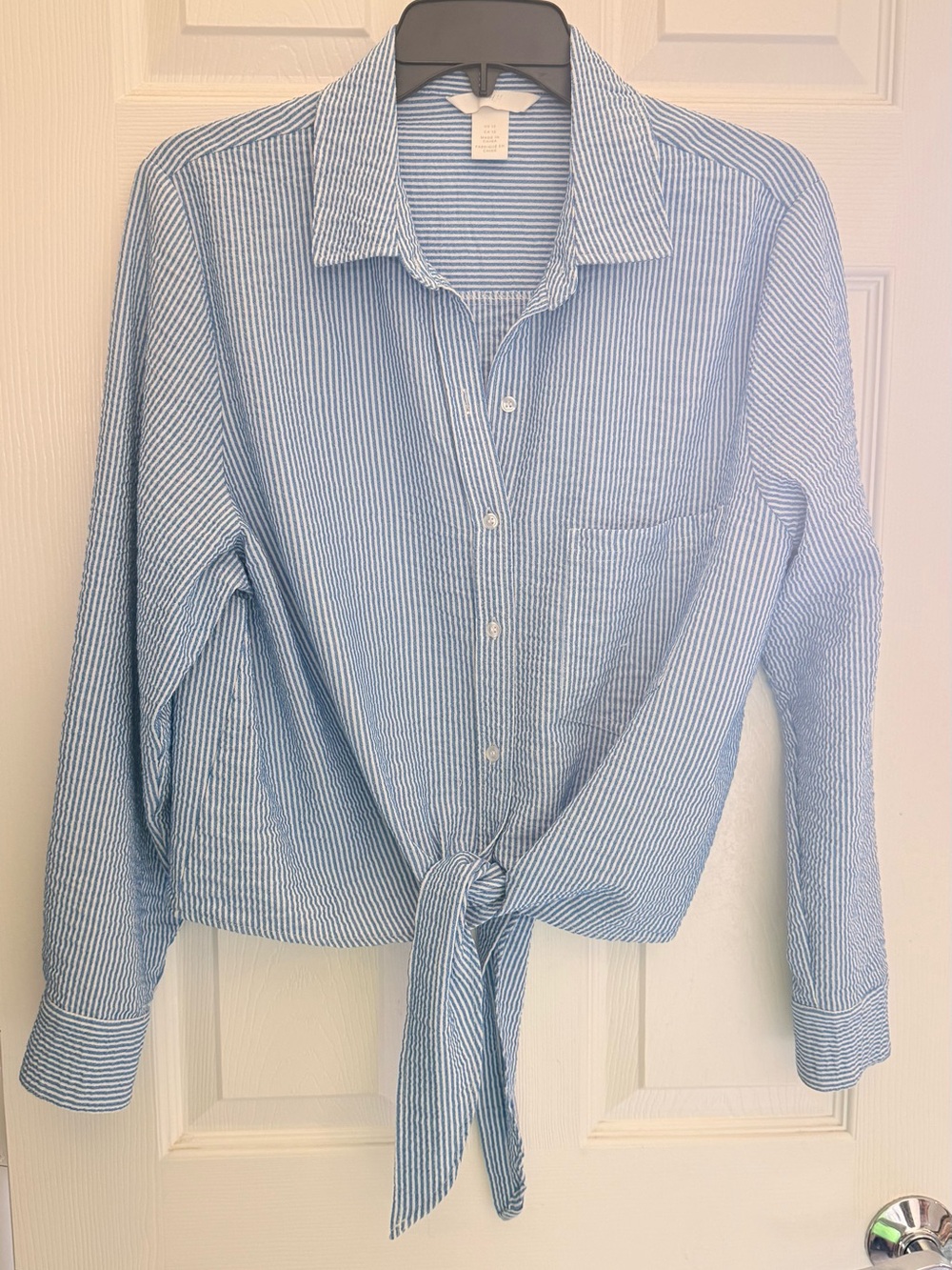 H&M blue and white striped oversized shirt Large
